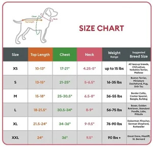 Top Paw Dog Clothes Size Chart